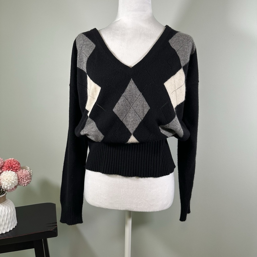 Cashmere Argyle Women's LG sweater